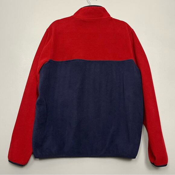 Lands’ End 1/4 Snap Polar Fleece Pullover Jacket Sweatshirt Red Blue Men’s L - Picture 2 of 9